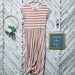 Dust rose striped maxi dress with pockets